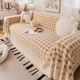 Jacquard Plush Houndstooth Sofa Throw Cover, Cover Throws for Sofas, Stylish Living Room Throws - Ornate Home