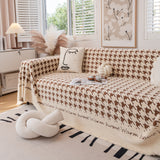 Jacquard Plush Houndstooth Sofa Throw Cover, Cover Throws for Sofas, Stylish Living Room Throws - Ornate Home