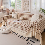 Jacquard Plush Houndstooth Sofa Throw Cover, Cover Throws for Sofas, Stylish Living Room Throws - Ornate Home