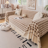 Jacquard Plush Houndstooth Sofa Throw Cover, Cover Throws for Sofas, Stylish Living Room Throws - Ornate Home