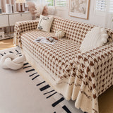 Jacquard Plush Houndstooth Sofa Throw Cover, Cover Throws for Sofas, Stylish Living Room Throws - Ornate Home