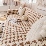 Jacquard Plush Houndstooth Sofa Throw Cover, Cover Throws for Sofas, Stylish Living Room Throws - Ornate Home