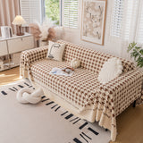 Jacquard Plush Houndstooth Sofa Throw Cover, Cover Throws for Sofas, Stylish Living Room Throws - Ornate Home