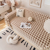 Jacquard Plush Houndstooth Sofa Throw Cover, Cover Throws for Sofas, Stylish Living Room Throws - Ornate Home
