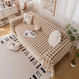 Jacquard Plush Houndstooth Sofa Throw Cover, Cover Throws for Sofas, Stylish Living Room Throws - Ornate Home