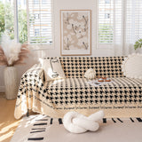 Jacquard Plush Houndstooth Sofa Throw Cover, Cover Throws for Sofas, Stylish Living Room Throws - Ornate Home