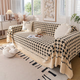 Jacquard Plush Houndstooth Sofa Throw Cover, Cover Throws for Sofas, Stylish Living Room Throws - Ornate Home