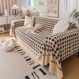 Jacquard Plush Houndstooth Sofa Throw Cover, Cover Throws for Sofas, Stylish Living Room Throws - Ornate Home