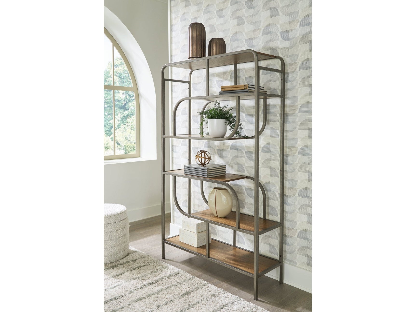 Jaddon Brown/Antique Silver Bookcase (Online Special Price) - Ornate Home