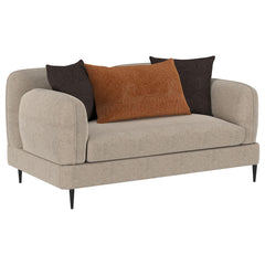Jade Latte Chenille Upholstered Sculpted Track Arm Loveseat - Ornate Home