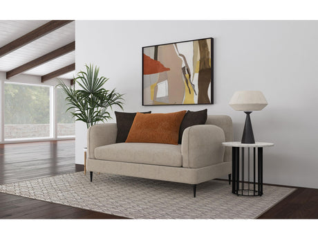 Jade Latte Chenille Upholstered Sculpted Track Arm Loveseat - Ornate Home