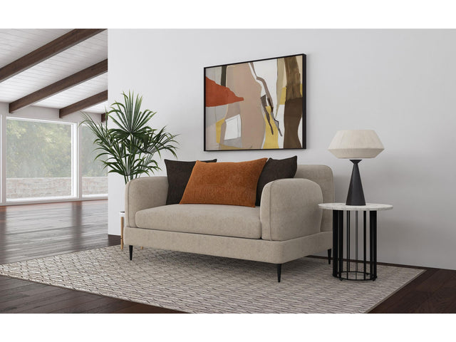 Jade Latte Chenille Upholstered Sculpted Track Arm Loveseat - Ornate Home