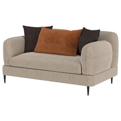 Jade Latte Chenille Upholstered Sculpted Track Arm Loveseat - Ornate Home