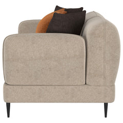 Jade Latte Chenille Upholstered Sculpted Track Arm Loveseat - Ornate Home