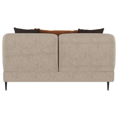 Jade Latte Chenille Upholstered Sculpted Track Arm Loveseat - Ornate Home