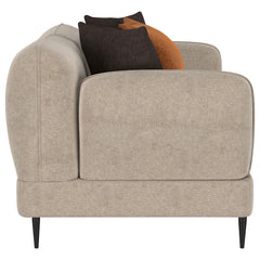Jade Latte Chenille Upholstered Sculpted Track Arm Loveseat - Ornate Home