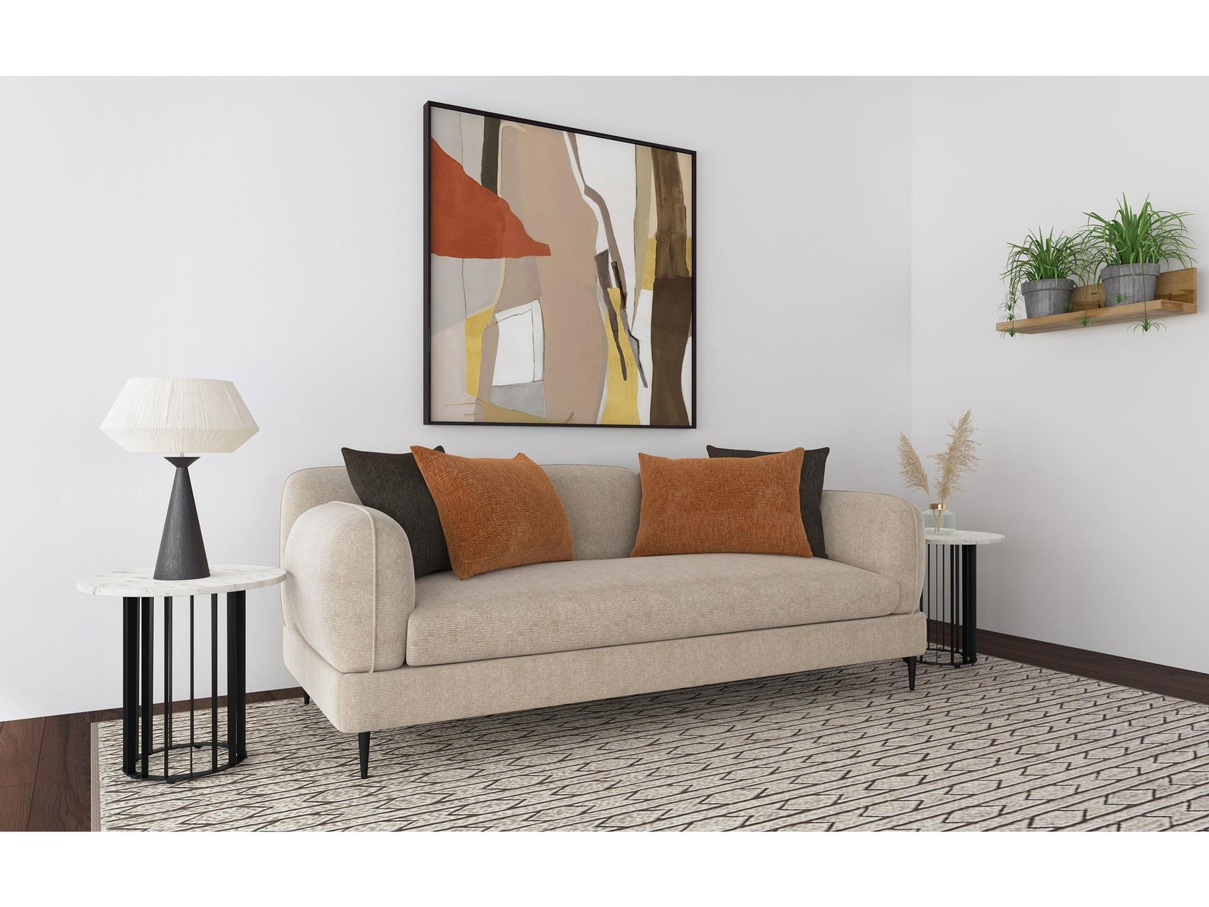 Jade Latte Chenille Upholstered Sculpted Track Arm Sofa - Ornate Home