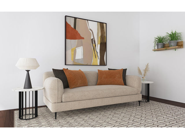 Jade Latte Chenille Upholstered Sculpted Track Arm Sofa - Ornate Home