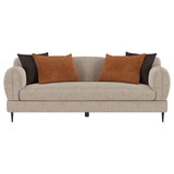 Jade Latte Chenille Upholstered Sculpted Track Arm Sofa - Ornate Home