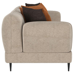 Jade Latte Chenille Upholstered Sculpted Track Arm Sofa - Ornate Home