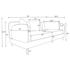Jade Latte Chenille Upholstered Sculpted Track Arm Sofa - Ornate Home