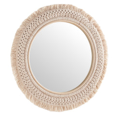 Jade Natural Round Rattan Macrame Wall Mirror - Ornate Home