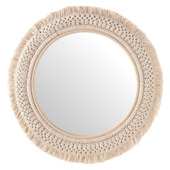 Jade Natural Round Rattan Macrame Wall Mirror - Ornate Home