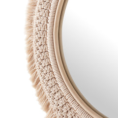 Jade Natural Round Rattan Macrame Wall Mirror - Ornate Home