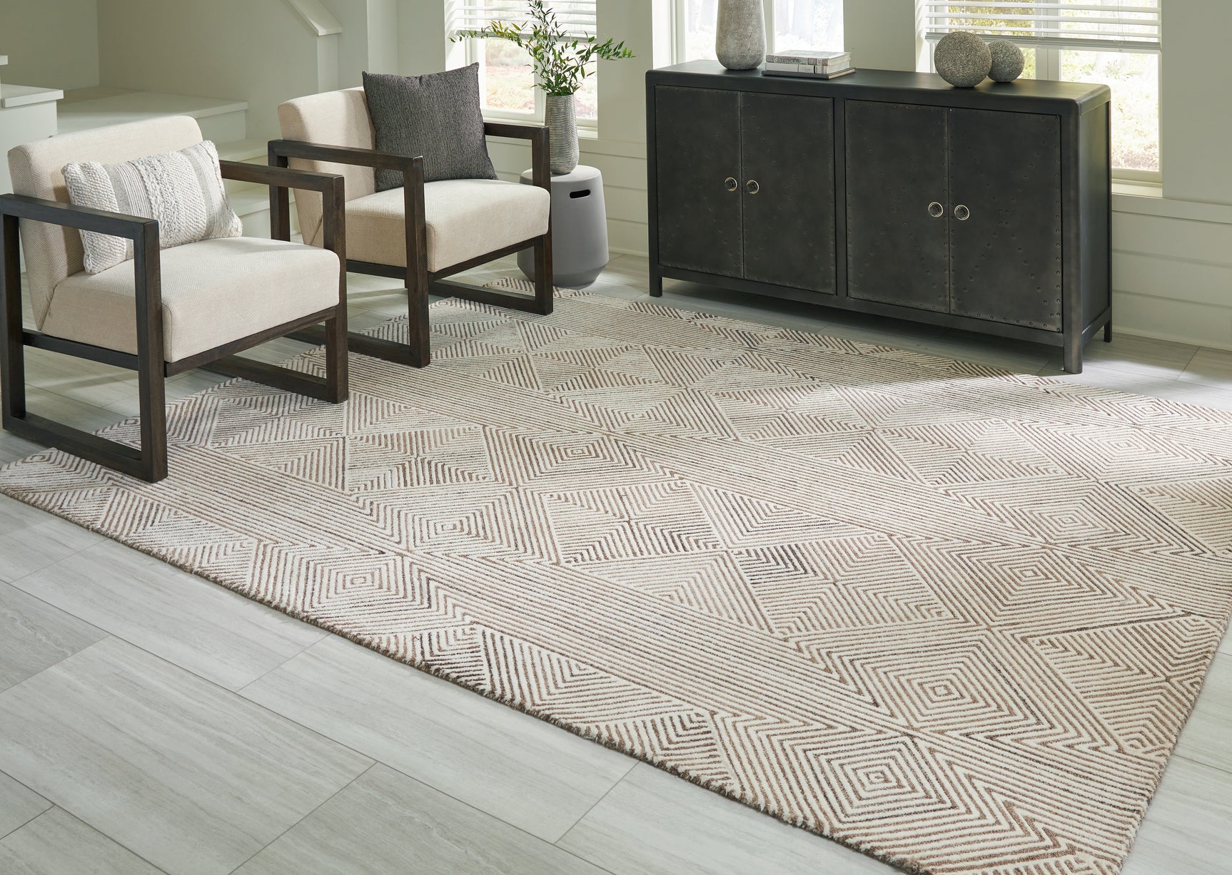 Jadott Beige/Brown Large Rug - Ornate Home