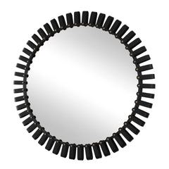 Jael Black Round Iron Bands Mirror - Ornate Home
