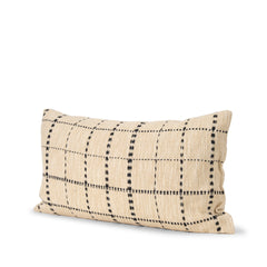 Jaela Beige/Black 14x26 Striped Lumbar Pillow Cover with Down Filler (Set of 2) - Ornate Home