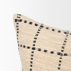 Jaela Beige/Black 14x26 Striped Lumbar Pillow Cover with Down Filler (Set of 2) - Ornate Home