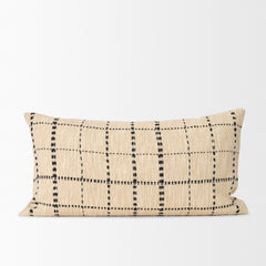 Jaela Beige/Black 14x26 Striped Lumbar Pillow Cover with Filler - Ornate Home
