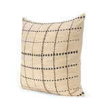 Jaela Beige/Black 22x22 Striped Checkered Square Throw Pillow Cover - Ornate Home