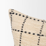 Jaela Beige/Black 22x22 Striped Checkered Square Throw Pillow Cover - Ornate Home