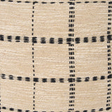 Jaela Beige/Black 22x22 Striped Checkered Square Throw Pillow Cover - Ornate Home