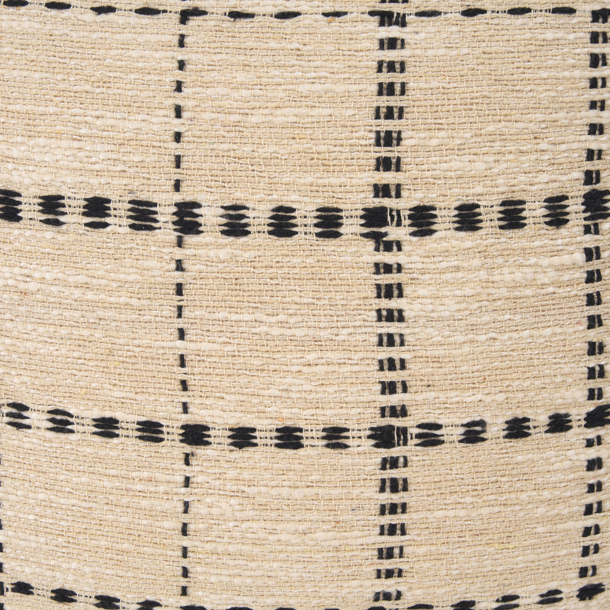 Jaela Beige/Black 22x22 Striped Checkered Square Throw Pillow Cover - Ornate Home