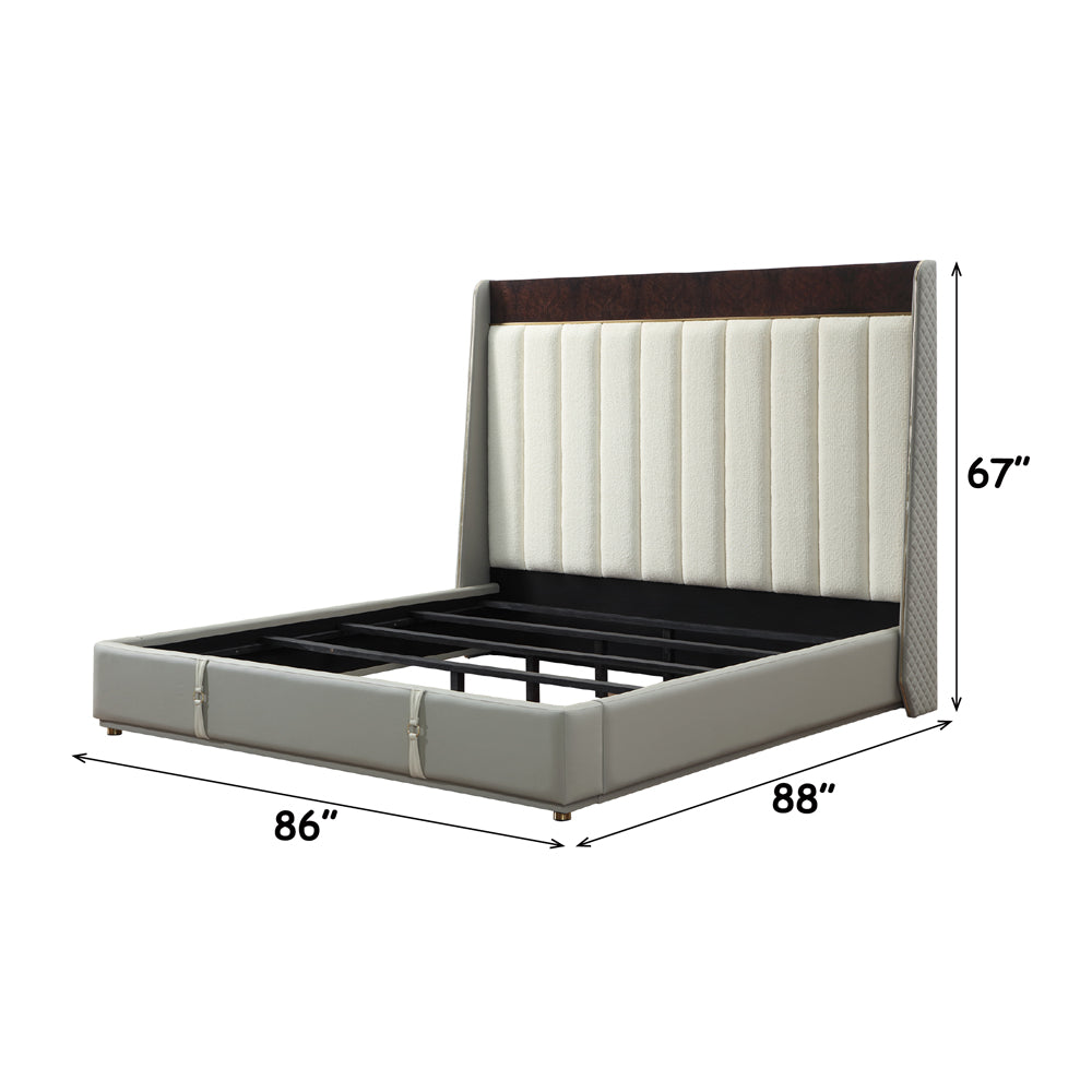 Jamonica Beige/Glossy Wood Grain Top Eastern King Bed - Ornate Home