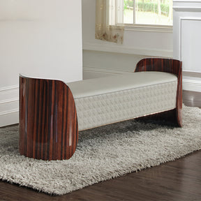 Jamonica Glossy Wood Grain/Beige Bench - Ornate Home