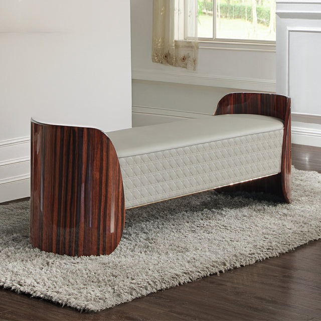 Jamonica Glossy Wood Grain/Beige Bench - Ornate Home
