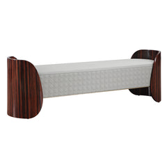 Jamonica Glossy Wood Grain/Beige Bench - Ornate Home