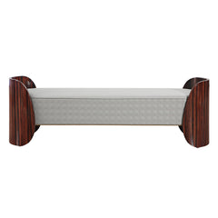 Jamonica Glossy Wood Grain/Beige Bench - Ornate Home