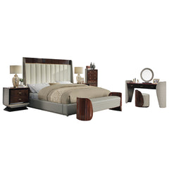 Jamonica Glossy Wood Grain/Beige Bench - Ornate Home