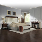 Jamonica Glossy Wood Grain/Beige Bench - Ornate Home