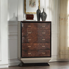 Jamonica Glossy Wood Grain Top/Gold Chest - Ornate Home