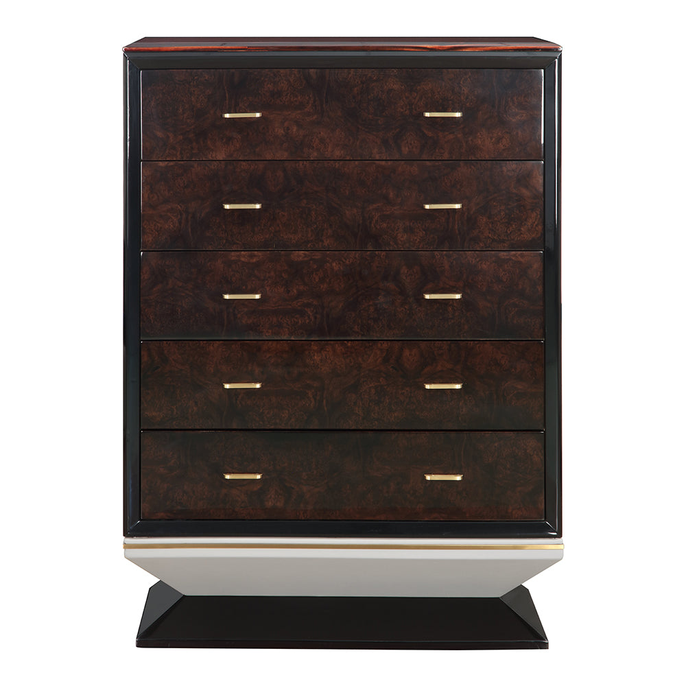 Jamonica Glossy Wood Grain Top/Gold Chest - Ornate Home