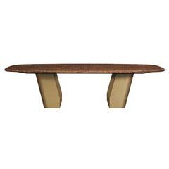 Jamonica Glossy Wood Grain Top/Gold Dining Table - Ornate Home