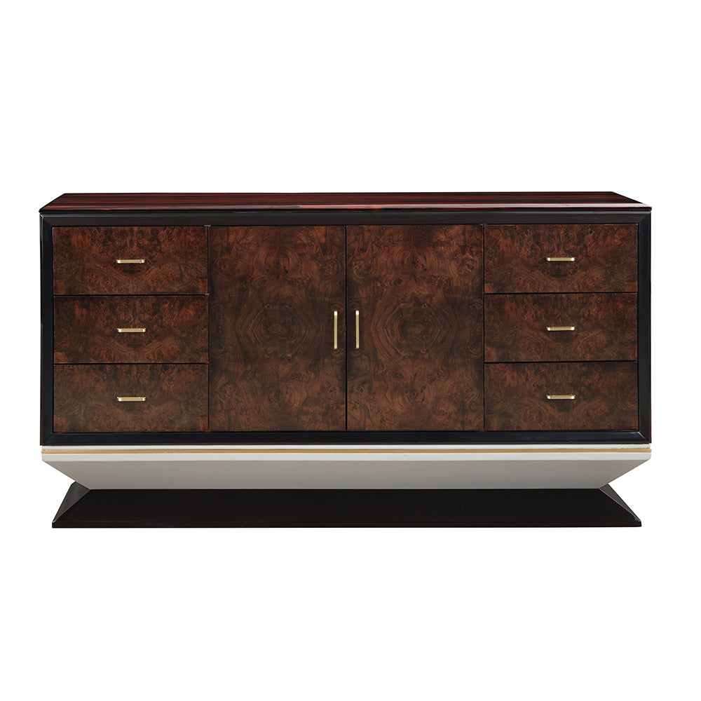Jamonica Glossy Wood Grain Top/Gold Dresser - Ornate Home