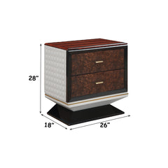 Jamonica Glossy Wood Grain Top/Gold Nightstand w/2 Drawers - Ornate Home