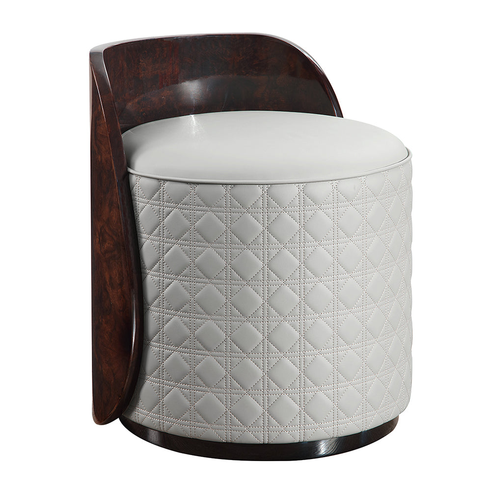 Jamonica Gray/Glossy Wood Grain Top Vanity Chair - Ornate Home